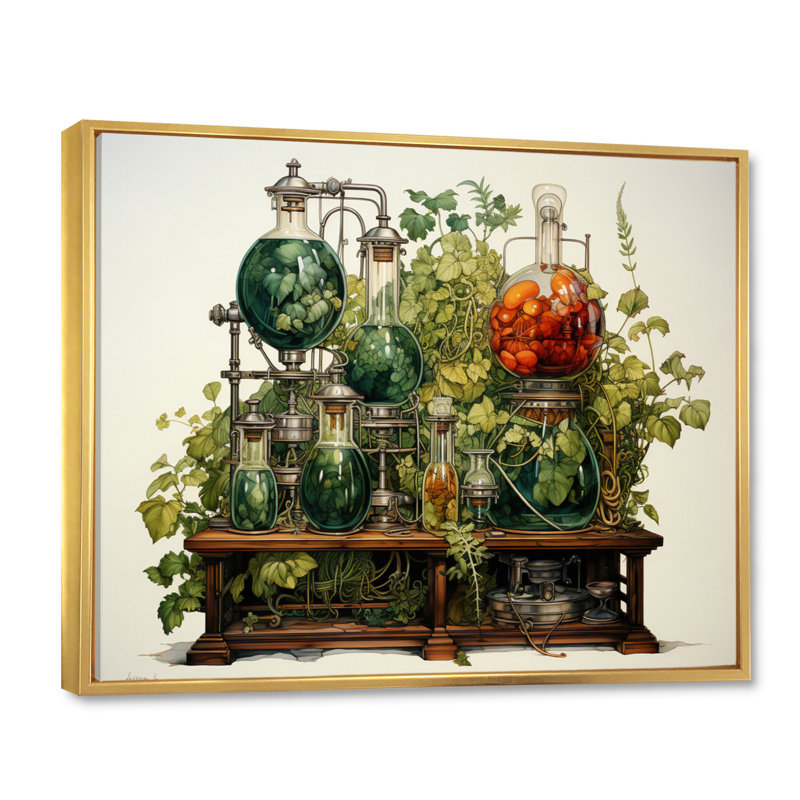 Laboratories Scientific Inquiry An II - Architecture Canvas Wall Art, H 34 po x l 44 po x P 1,5 po, Cadre flottant doré
