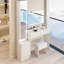 Très grande coiffeuse à miroir à DEL + armoire à miroir avec coiffeuse à DEL + tabouret rembourré, grand miroir à DEL double, commande tactile, interrupteur à 3 couleurs, luminosité réglable, rangement multi-couches à grande capacité