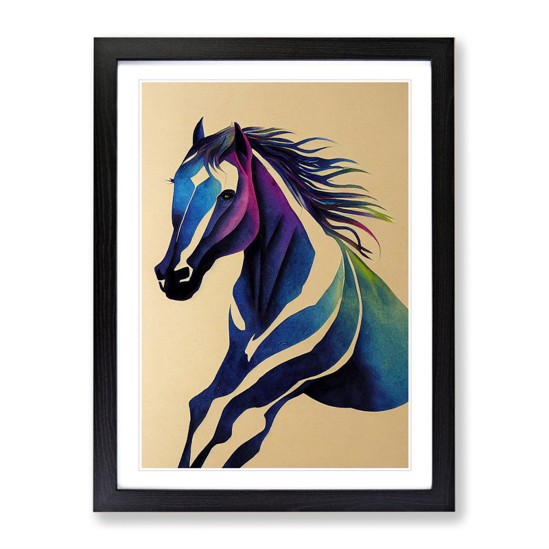 XV1022-5134X Horse No.2 - Single Picture Frame Print, 64cm H x 46cm W x 2cm D, Black