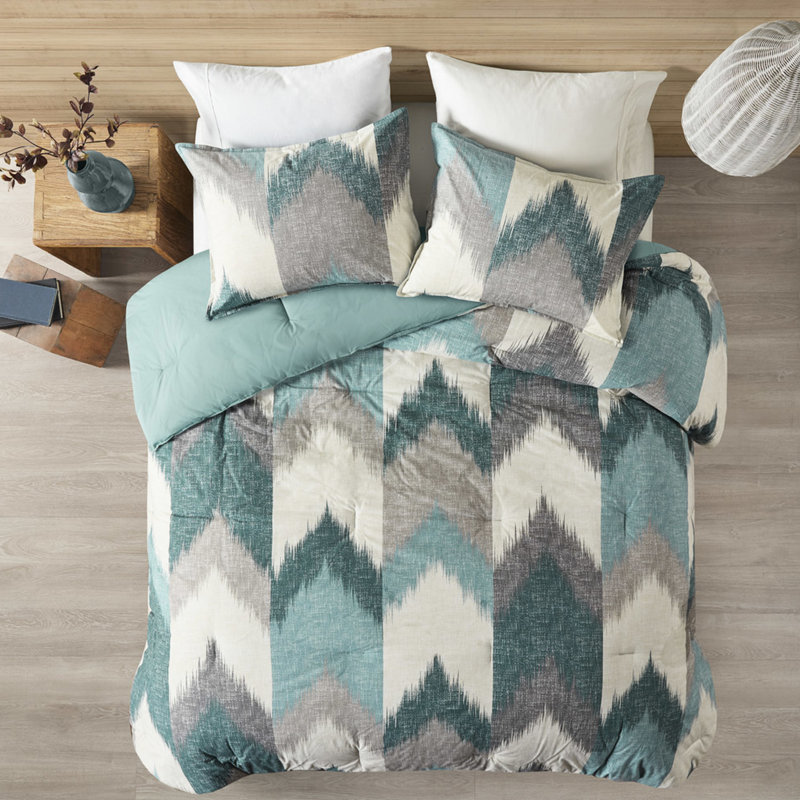 Édredon pour lit double / grand mini - bourre, coton, 2 taies décoratives exquises 3 pièces assorties incluses, Aqua