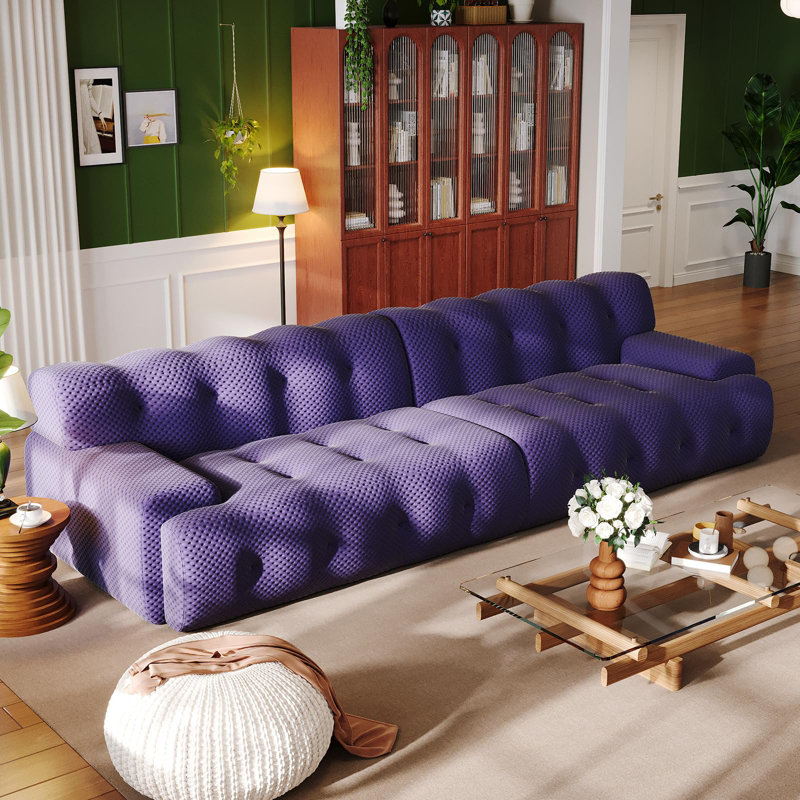 118" W 2-Pieces Modular Sectional Sofa Upholstered Sofa For Living Room, Purple