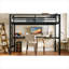 Structure de lit simple de taille mezzanine en métal avec prises de courant intégrées et lumières DEL, conception compacte et peu encombrante, noir profond