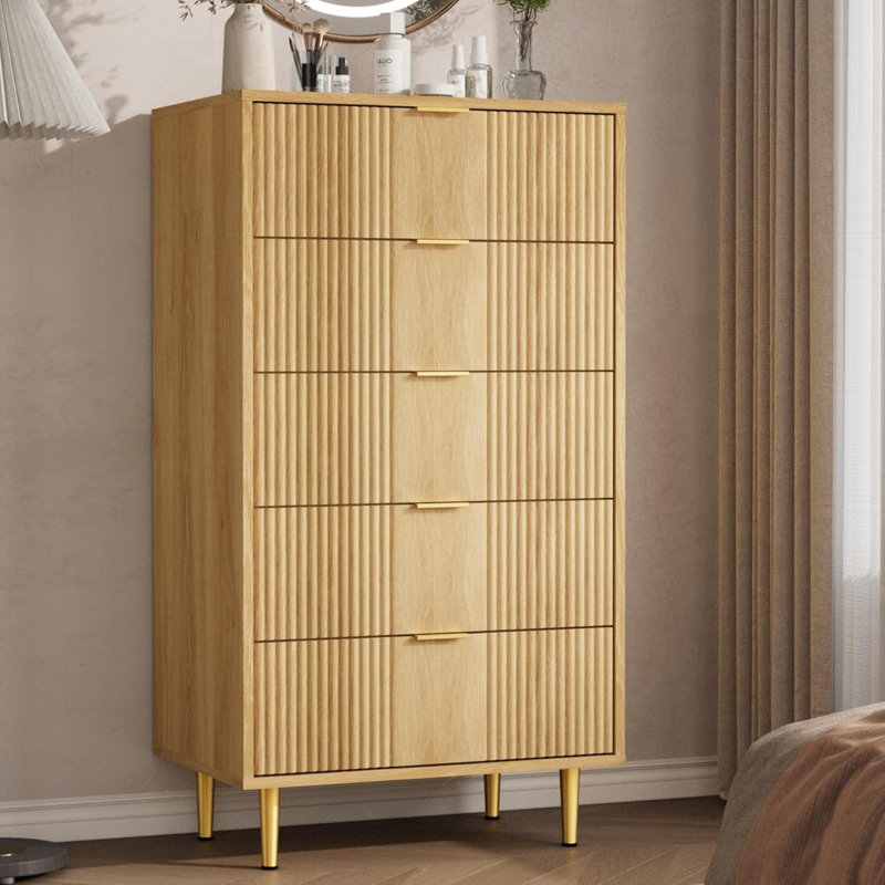 47 cm W Chest of 5 Drawers, Clear