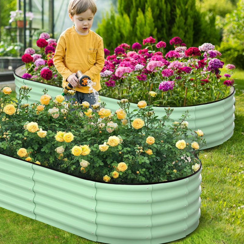 Metal Raised Garden Bed, 60cm H x 244cm W x 60cm D, Green