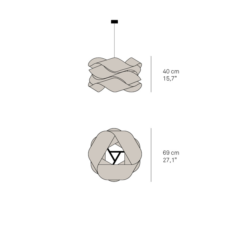 1 - Light Pendant, Black, 15.7" H x 27.1" W x 27.1" D, Sea Blue