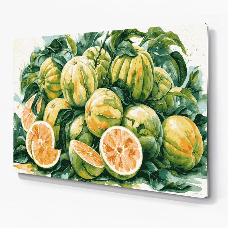 Art mural en métal beige Fruit pomelo, H 16 po x l 20 po