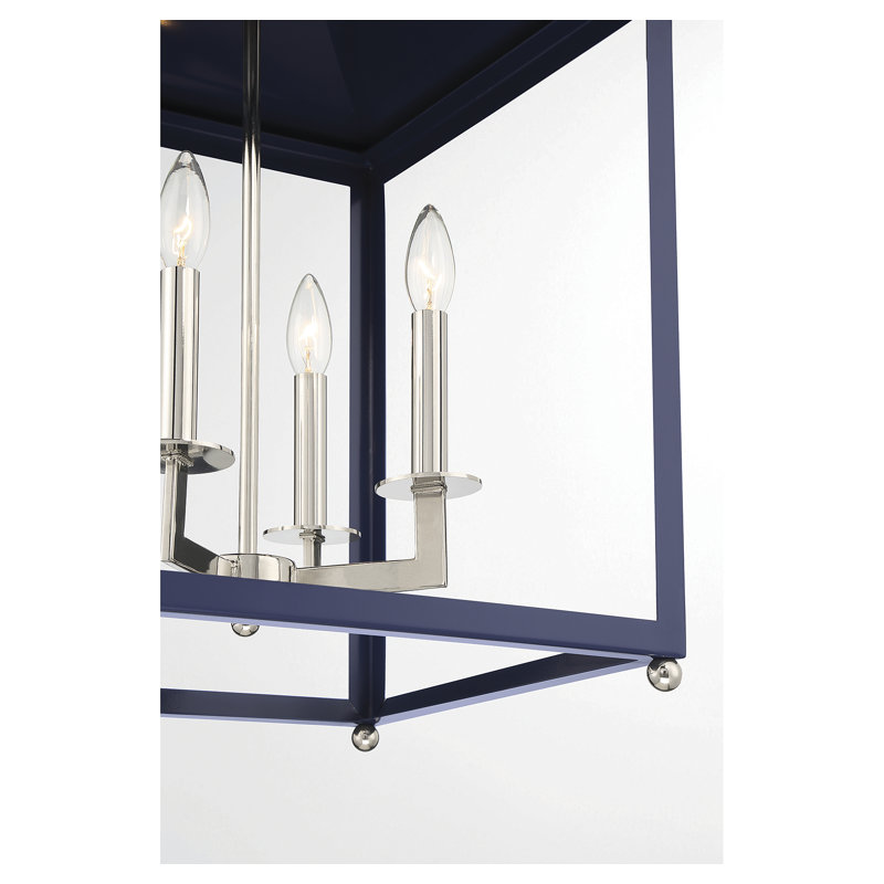 Luminaire à 3 lumières en bleu marine avec nickel poli Meridian, Bleu marine, 5