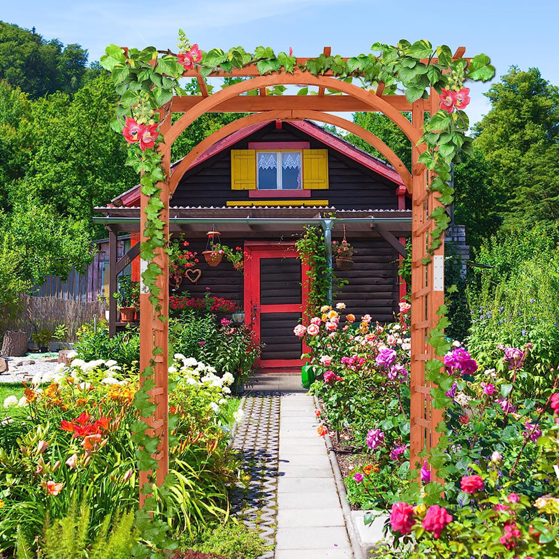 Valmonte 160cm W x 60cm D Solid Wood Arbour in Wood