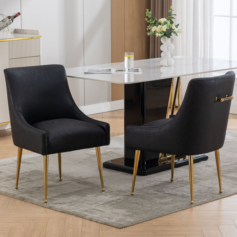 Chaise de salle à manger rembourrée Tymara, Noir