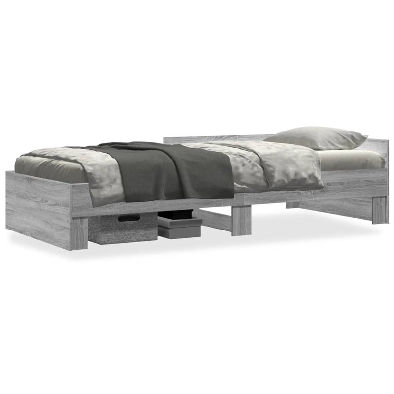 Bed Frame Without Mattress Engineered Wood, Small Single (2'6), Grey Sonoma