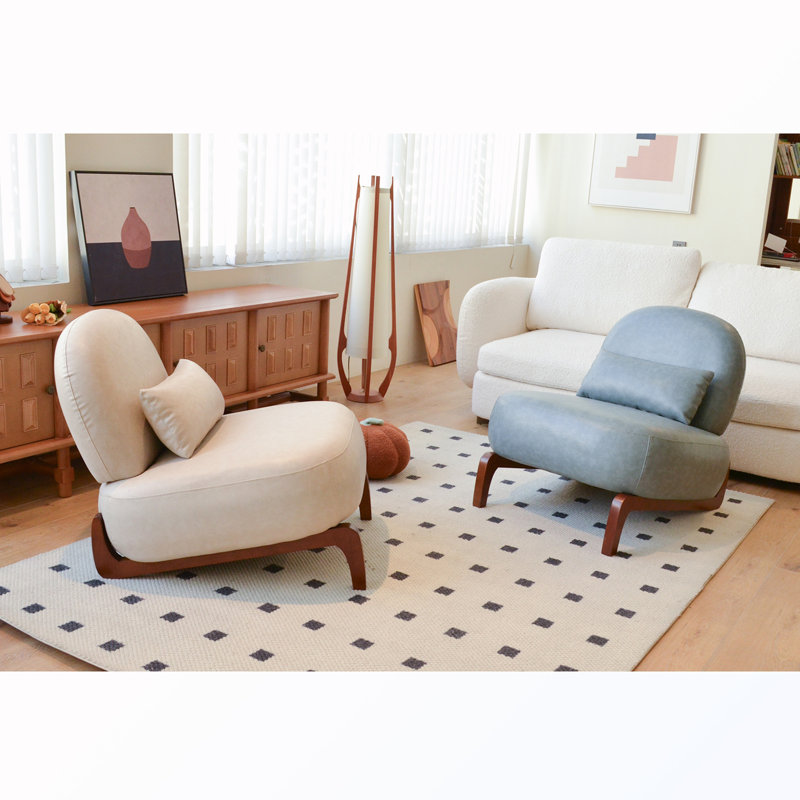 Chaise d'appoint rembourrée avec pieds en bois, Blue, 1