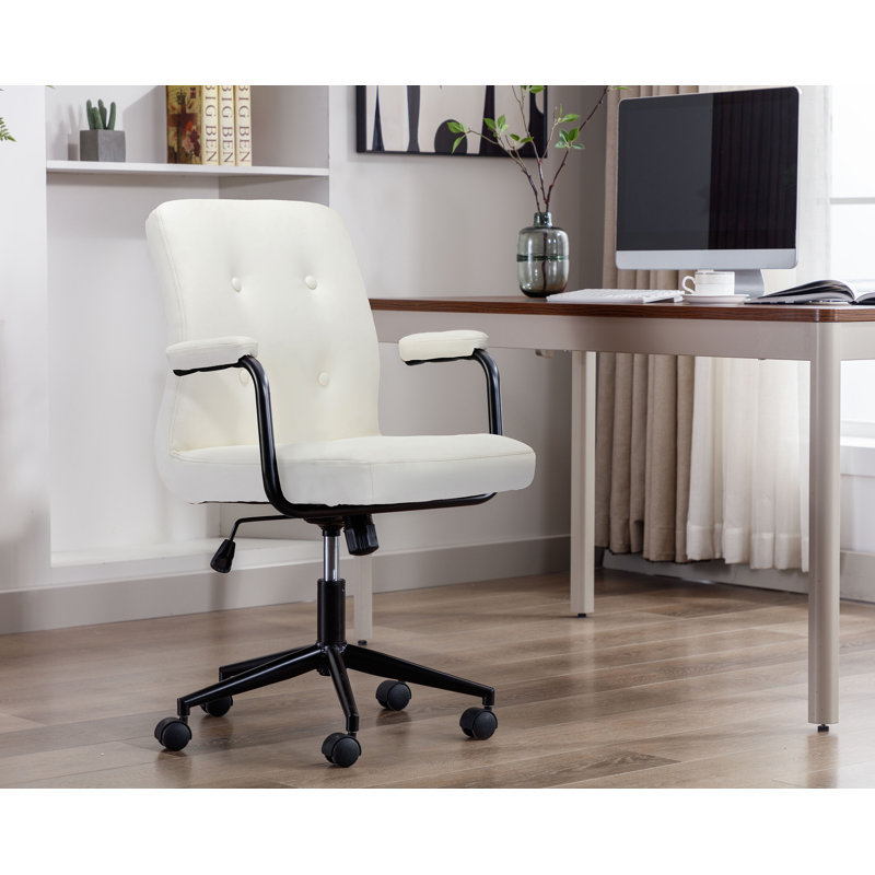 Chaise de bureau en similicuir Edelfriede, Blanc
