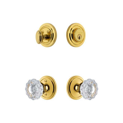 Grandeur Circulaire Rosette Entry Set with Versailles Crystal Knob in Timeless Bronze