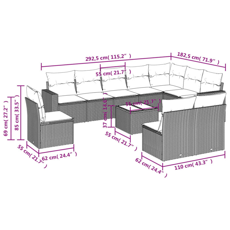  Patio Sofa Set Light Gray