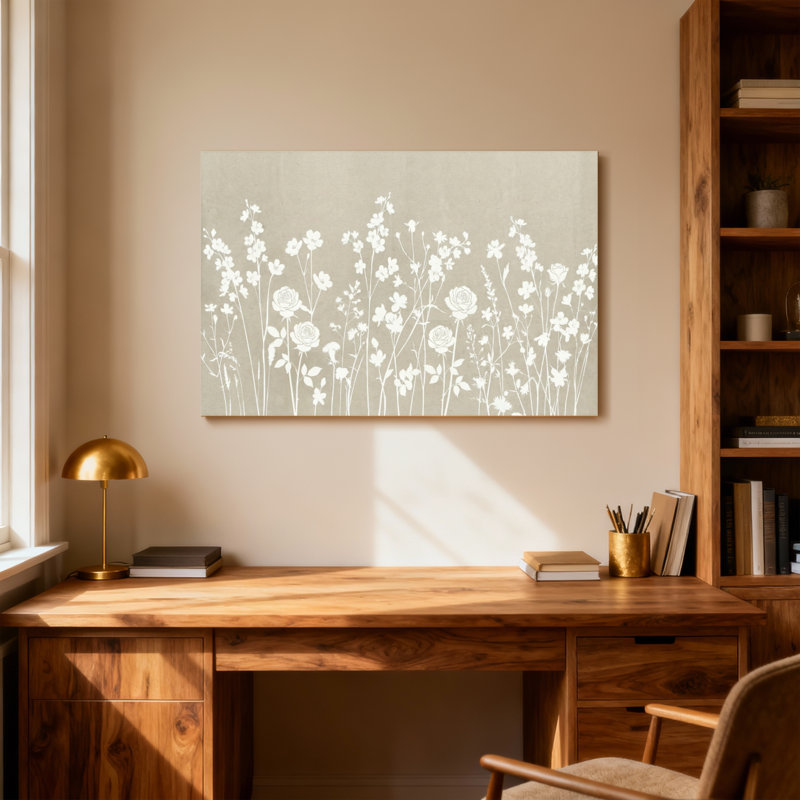 Plantes et fleurs à motif floral, H 12 po x l 18 po