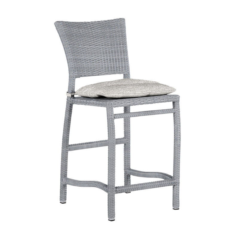 Tabouret de comptoir d'extérieur en résine tressée 24 po Skye, Huître, Pas de soudure, Tweed caramel