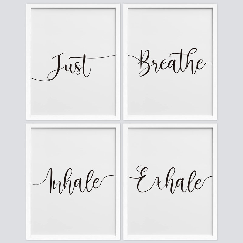 Just Breathe Inhale Exhale, Blanc, H 10 po x l 8 po