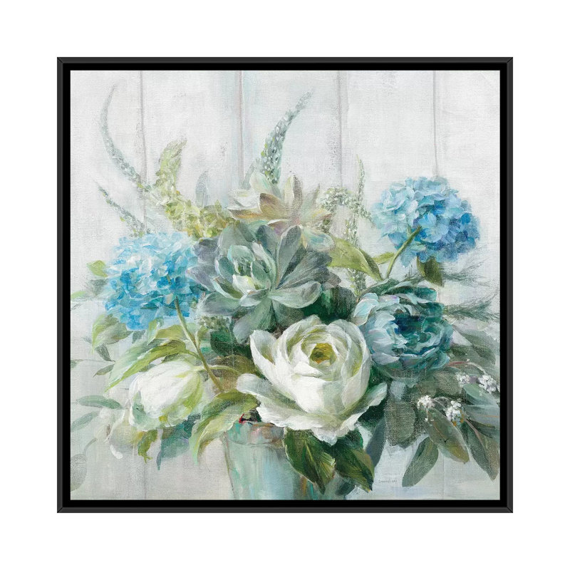 «Natural Elegance Crop» par Danhui Nai - reproduction d'art, Pas de tapis, Toile avec cadre noir, H 18 po x l 18 po x 1,5 po