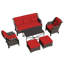 Ensemble de conversation de patio en osier toutes saisons avec coussins, 2 chaises et table basse en métal-454177592-454177594