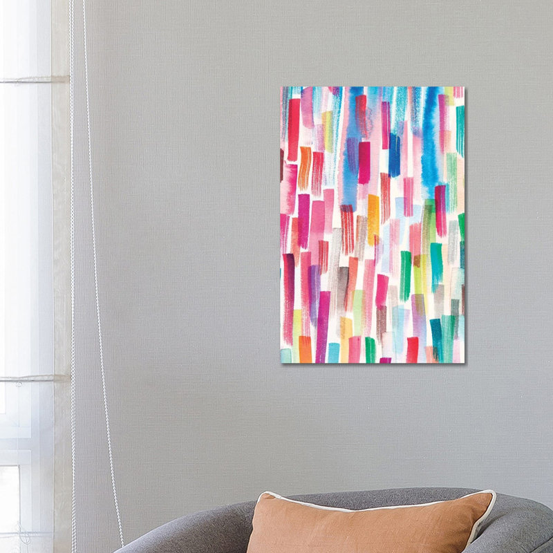Colorful Brushstrokes Multicoloured by Ninola Design - Wrapped Canvas Painting