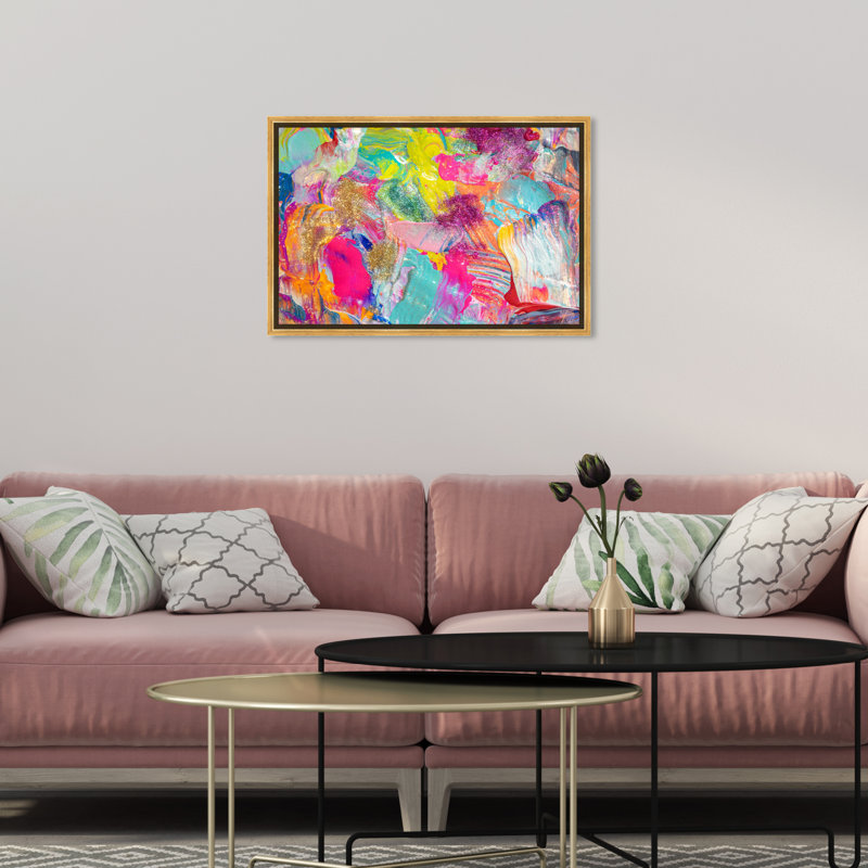 «Abstract Miami Beach Textures», impression sur toile, Encadrement doré, H 16 po x l 24 po