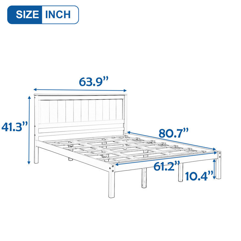 Lit plateforme simple en bois massif, Espresso, Grand