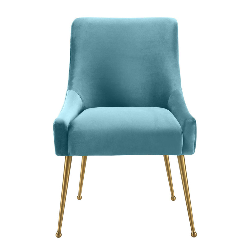Chaise d'appoint en velours bleu mer Joe, Bleu mer