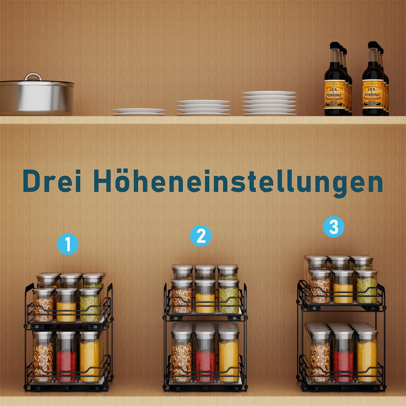 Spice Rack, Grey, 23cm H x 18.2cm W x 26.4cm D