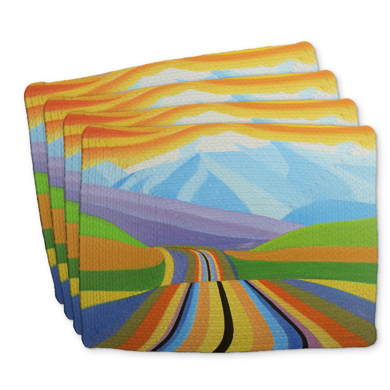 Mountain Road Multicolored Braided Polyester Placemats - Set of 4