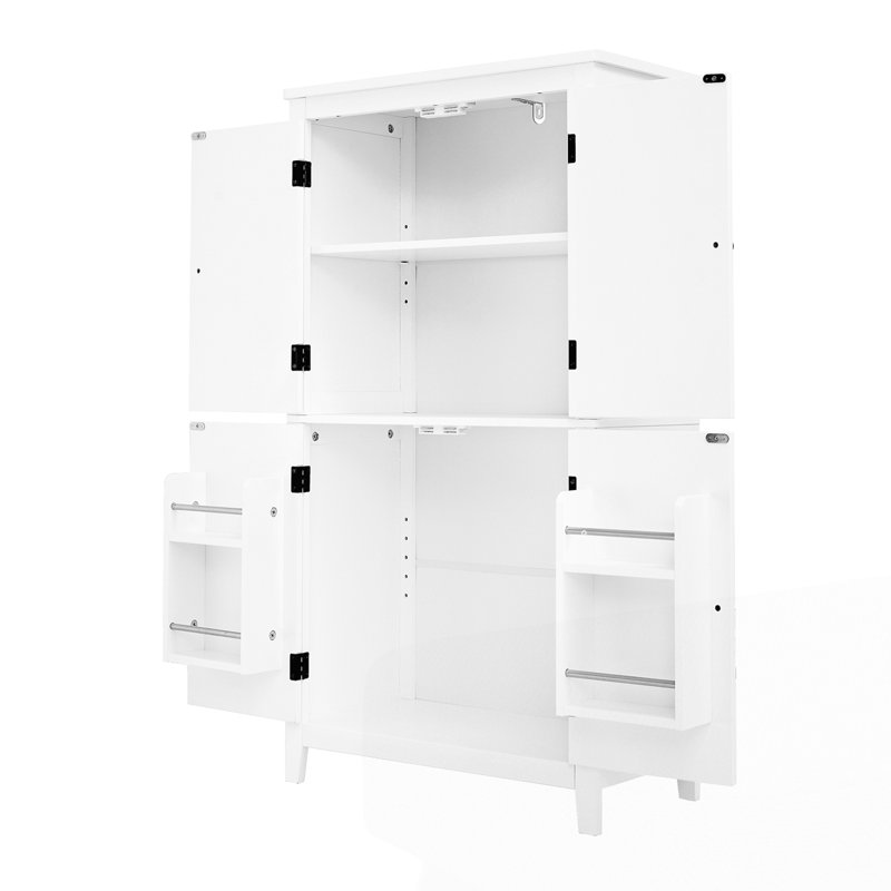 Elegant Bathroom Floor Storage Cabinet, White
