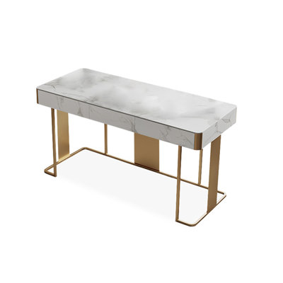 Picture Color+Gold Rectangular Sintered Stone+Stainless Steel with 3 Drawers Desk