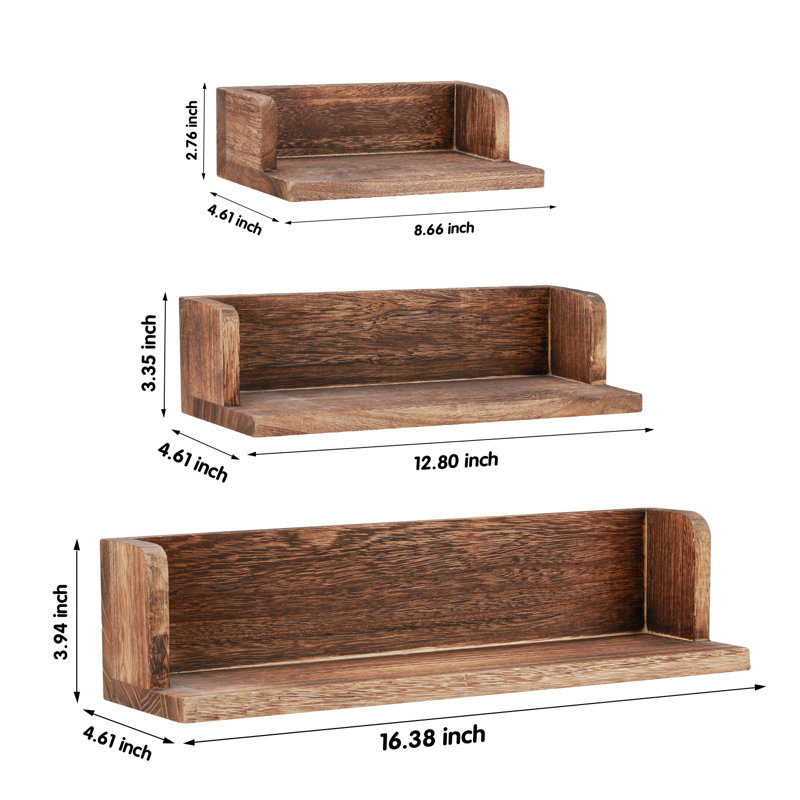 Arynn 3 Piece Solid Wood Floating Shelf