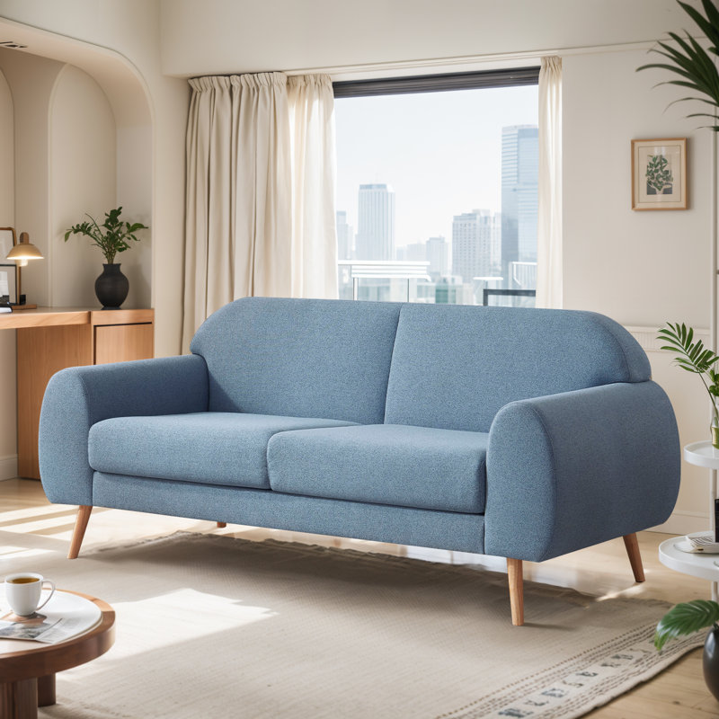 72.8" W Upholstered Loveseat, Blue