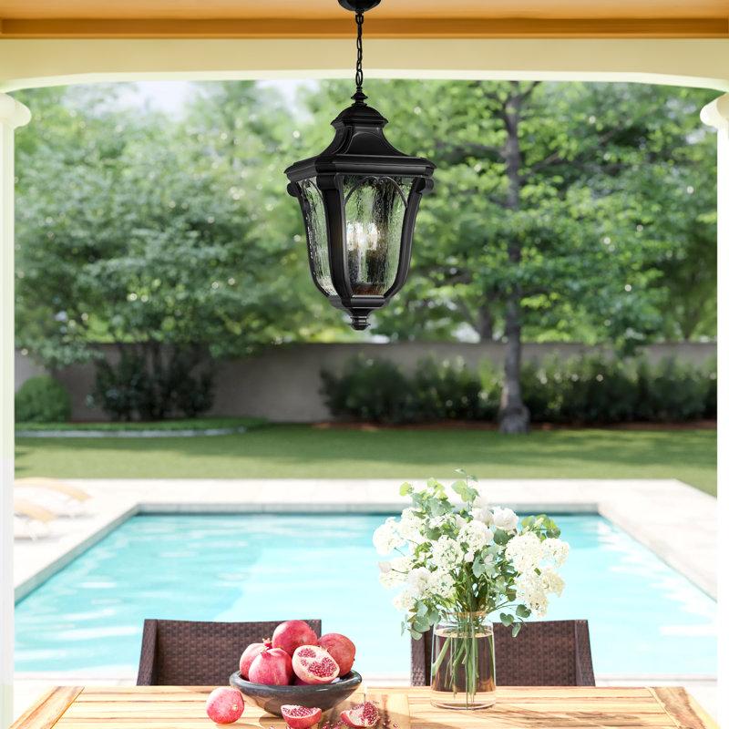 Trafalgar 3 -Bulb 24.75" H Outdoor Hanging Lantern, No, Museum Black, Incandescent