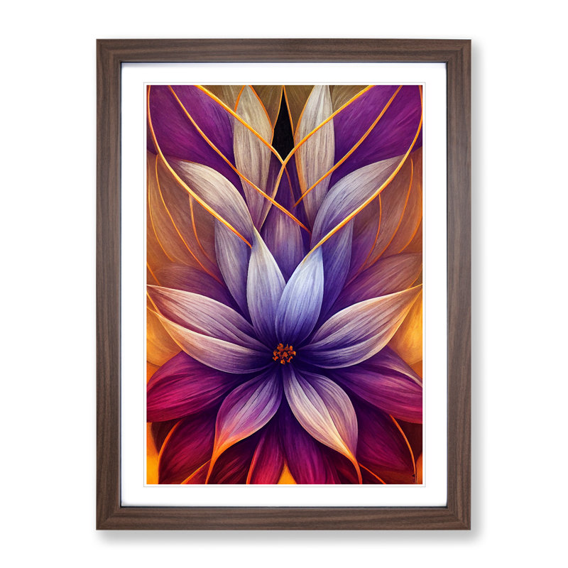 A Super Flower - Single Picture Frame Print, 46cm H x 34cm W x 2cm D, Walnut
