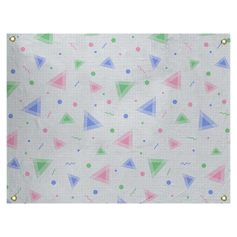 Tapisserie «Avicia 90's Retro» par Katelyn Elizabeth, H 60,5 po x l 81,5 po, Bleu / vert, Intérieur / extérieur
