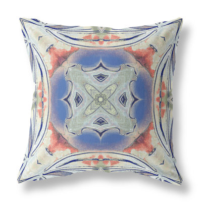 Housse et insert de coussin décoratif 20 po x 20 po à fermeture à glissière intérieure bleue et rose