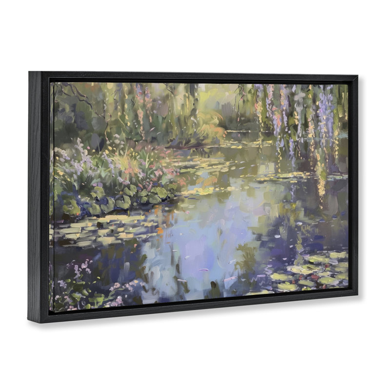  Morning on Lily Pond Canvas by LSR Design Studio, Cadre flottant noir de jais, H 17 po x l 25 po