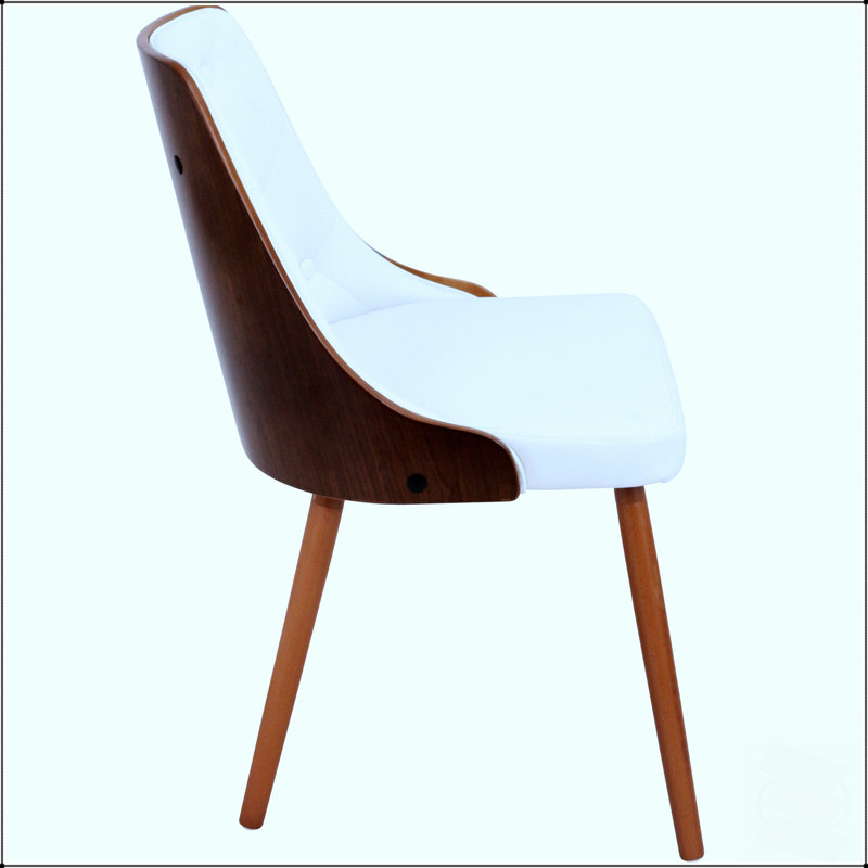 Fauteuil d'appoint moderne du milieu du siècle avec dossier capitonné et structure en bois courbée pour des espaces de salle à manger élégants