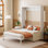 Lit escamotable double pleine grandeur avec coussin, blanc