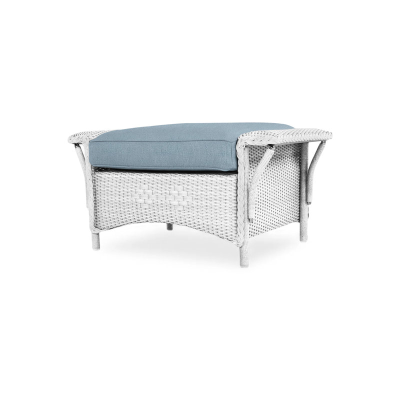 Nantucket Outdoor Ottoman, White, Rollo Linen