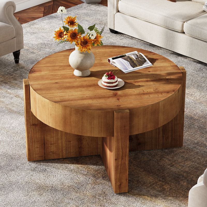 Solid Wood Pedestal Coffee Table