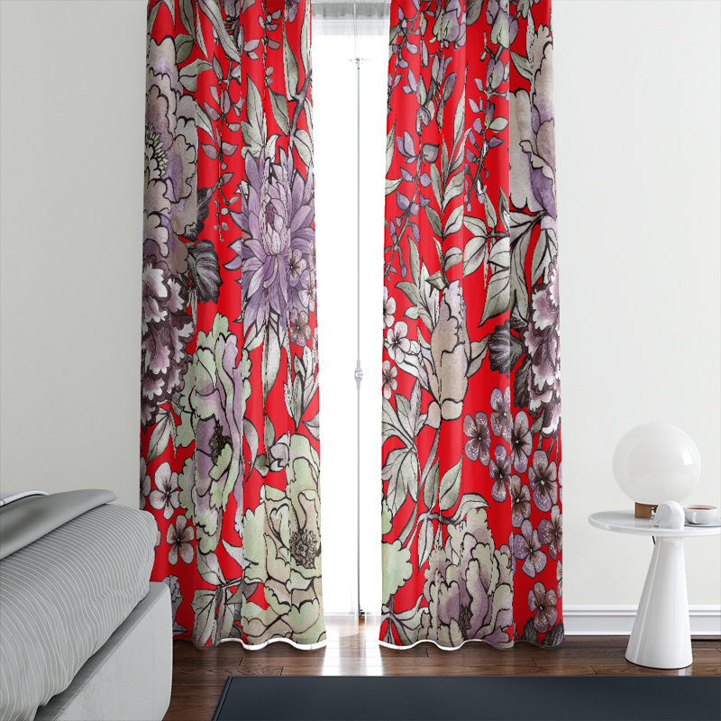 Paire de rideaux semi-transparents Contrast Floral, L 20 po x L 52 po