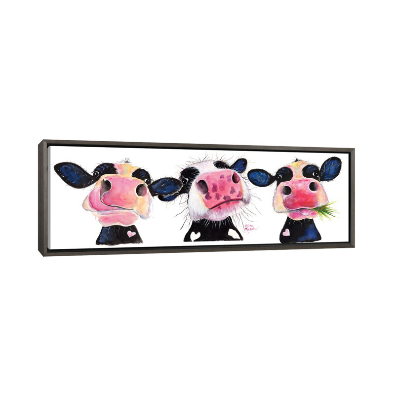 «The Nosy Cows» par Shirley Macarthur - impression d'art graphique panoramique, H 20 po x l 60 po x P 1,5 po