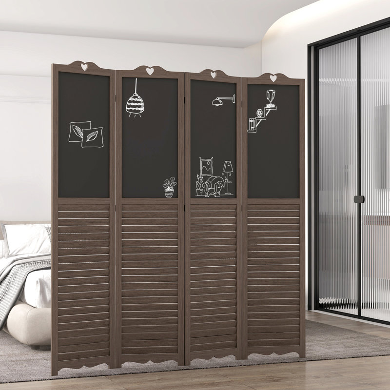 Panneau d'intimité haut 67 po brun noyer, 4 avec tableau noir pour cloison de chambre à coucher, bureau de 5,5 pi