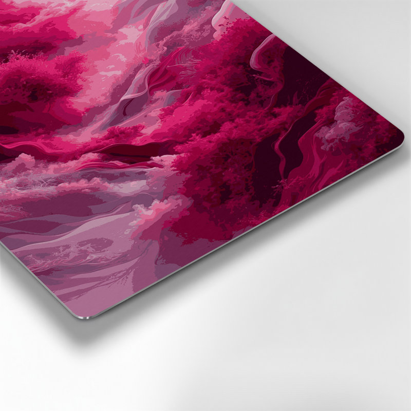 Paysage abstrait 69, art mural en métal mauve, H 20 po x l 30 po
