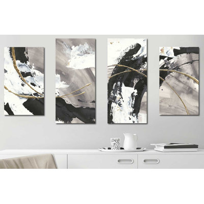 " Gilded Arcs " 4 - Pieces Painting Print
