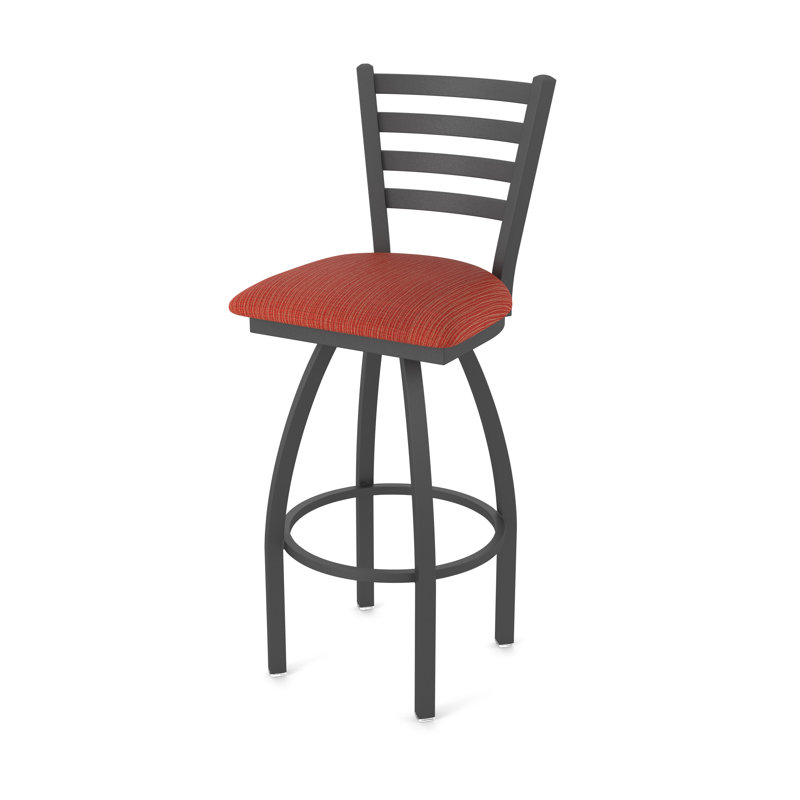 Jackie Swivel Stool, Pewter, Extra Tall (36" Seat Height), Fabric-Graph Poppy