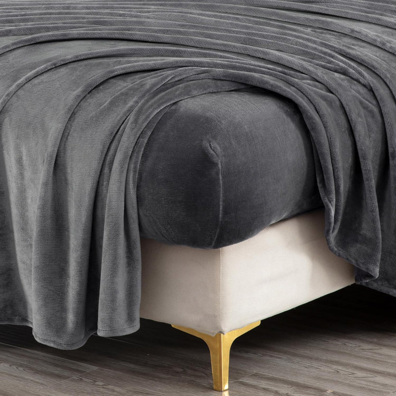 Soft Fleece Sheet Set, California King Sheet Set with 2 Pillowcases, Gray