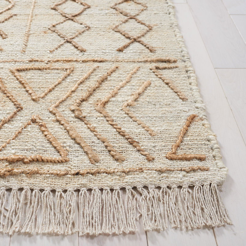 Karlena Natural Fiber Hand Loomed Jute/Cotton Southwestern Rug in Beige, Square 6'